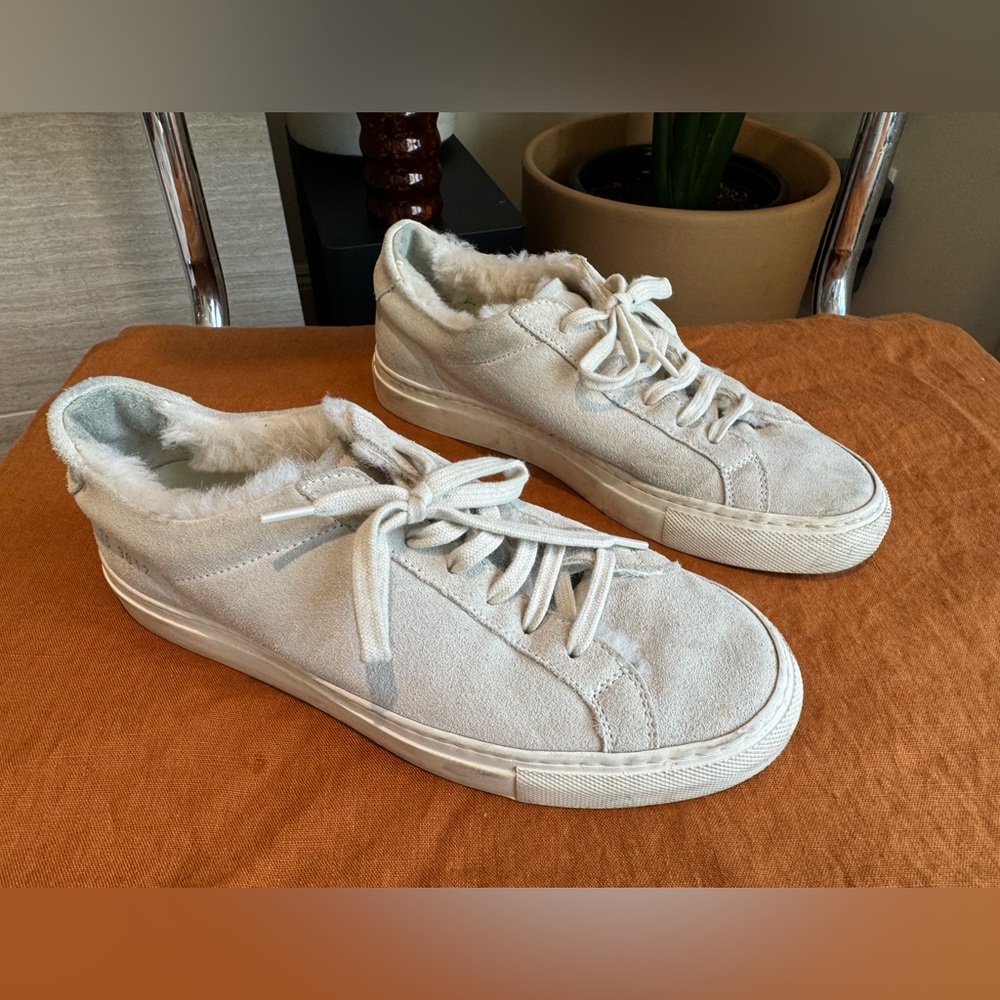Common Projects Shearling Lined Achilles Siede Sneakers, Size EU 36